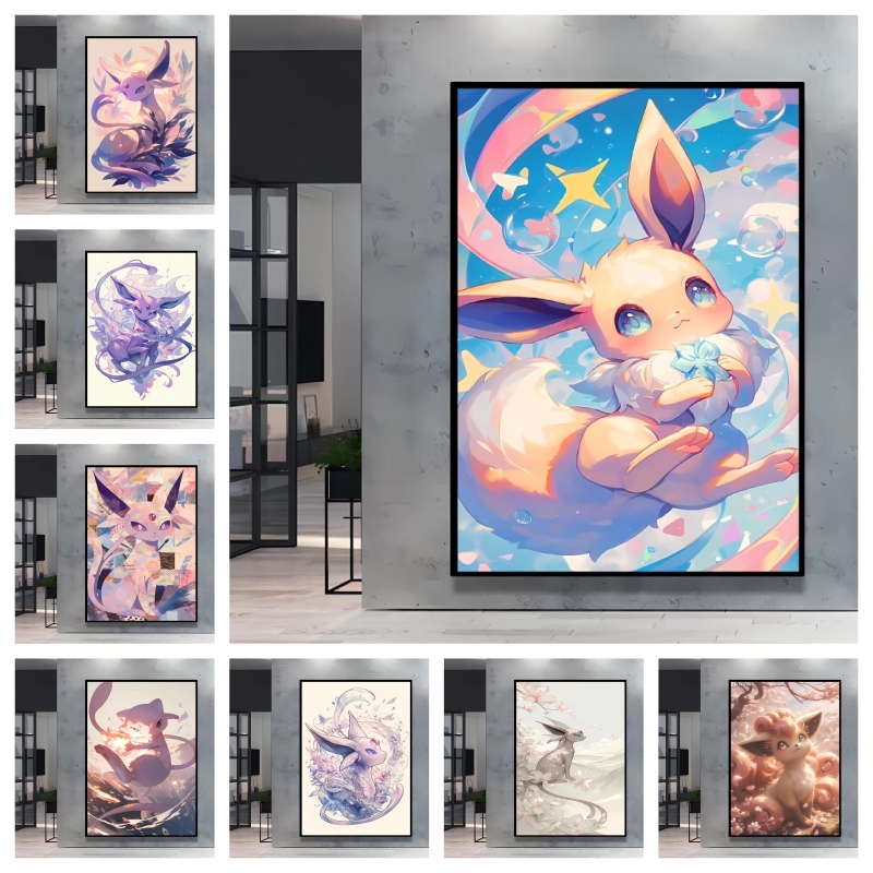 Home Decor Free Images - لوحات قماشية بوكيمون إيفي للزينة، صور