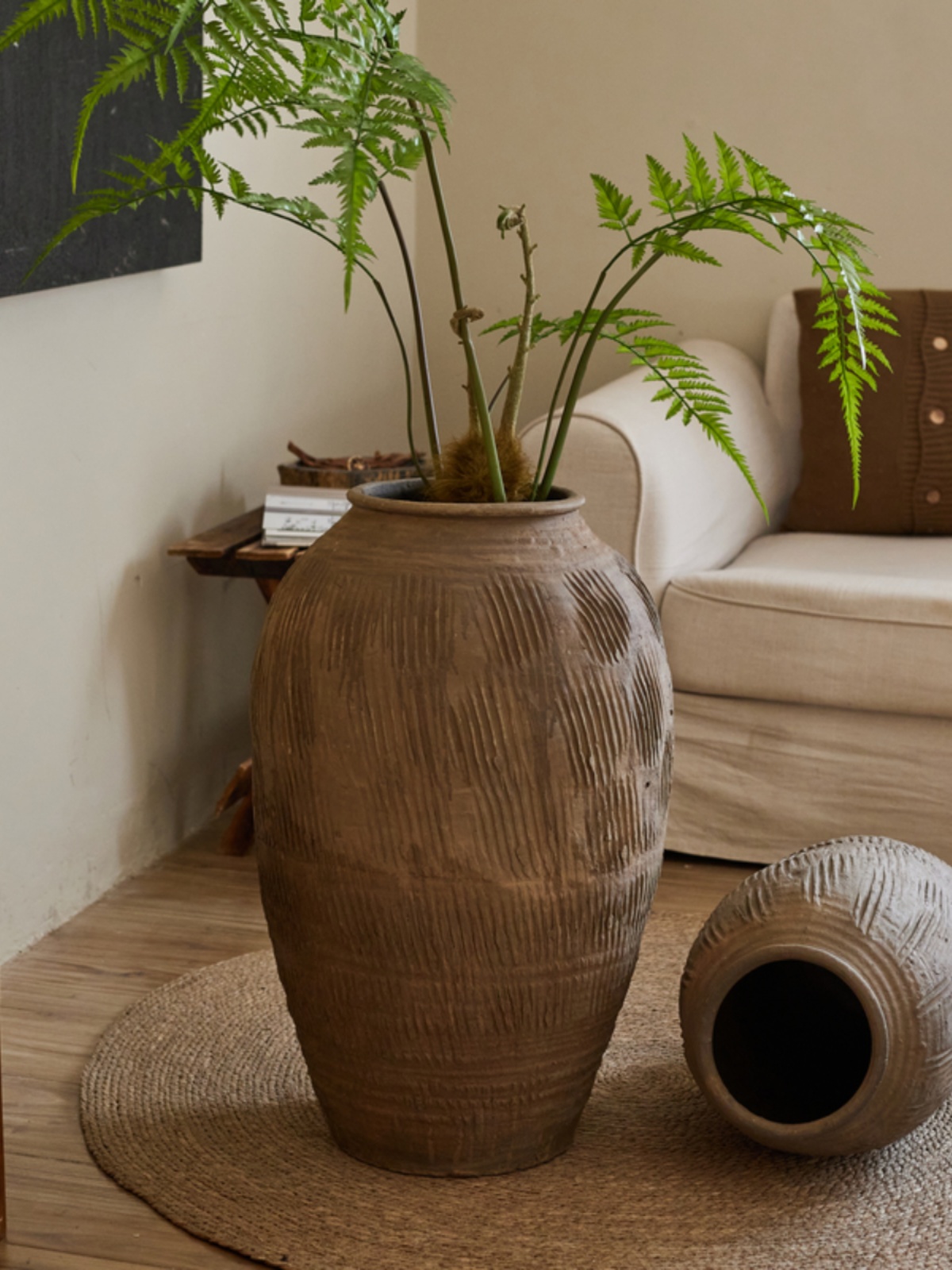 Home Decor Zen Style - مزهرية زهور كبيرة من التيراكوتا بتصميم