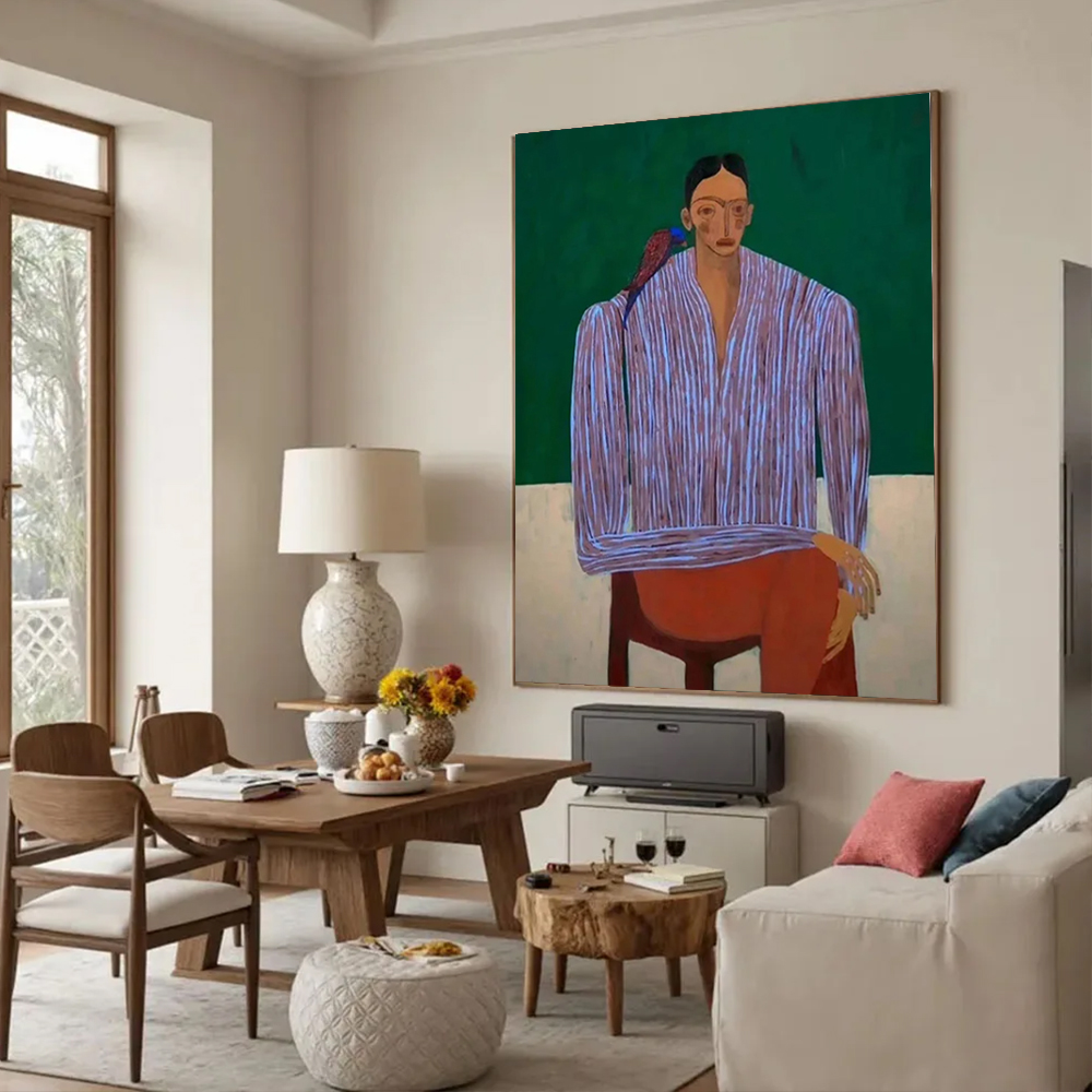 Home Decor Free Images - لوحة زيتية تجريدية مصنوعة يدويًا 100%