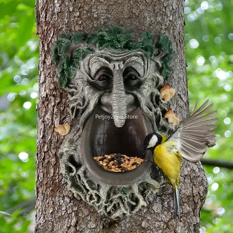 Home Decor Outdoor - مغذي طيور بتصميم وجه شجرة للفناء