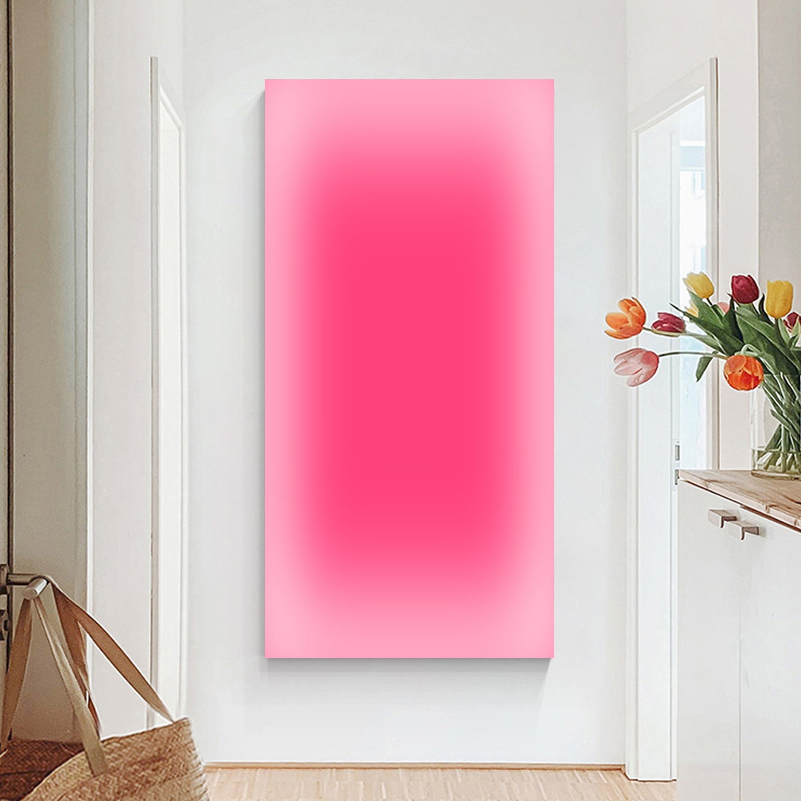Home Decor Dopamine - لوحات فنية تجريدية بتدرجات النيون الوردية،