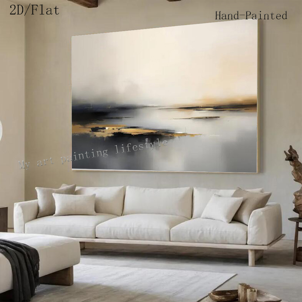 Home Decor Free Images - لوحة زيتية تجريدية كبيرة مرسومة يدويًا،