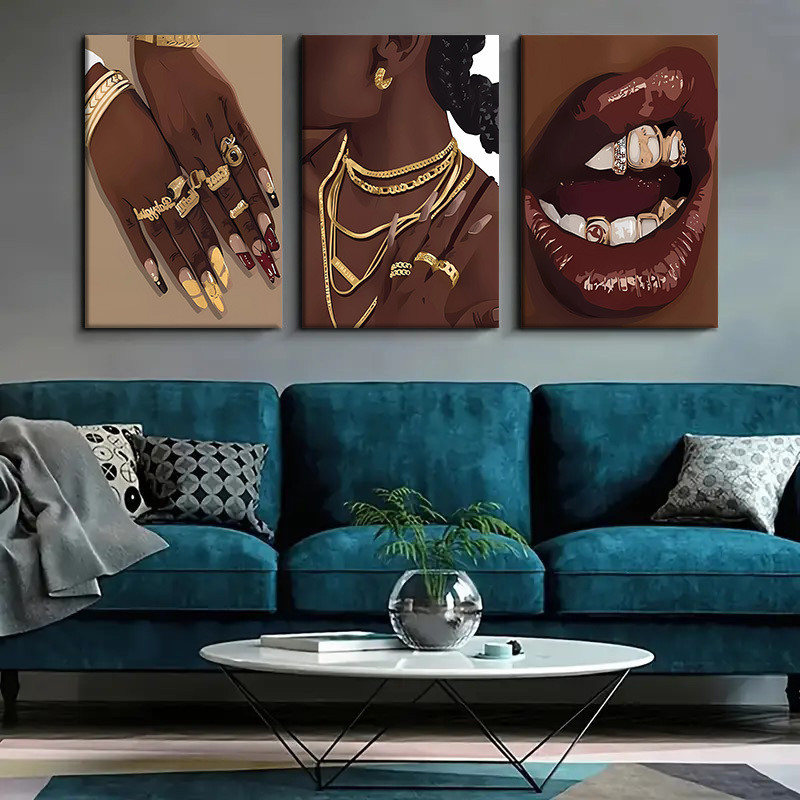 Abstract Oil Painting - 3 قطع من لوحات الفن التجريدي