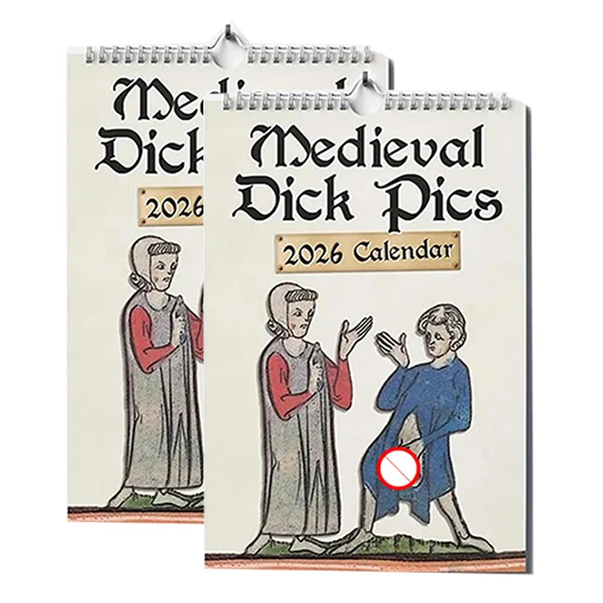 Home Decor Medieval - 1/2 قطعة 2026 تقويم حائط الفكاهة