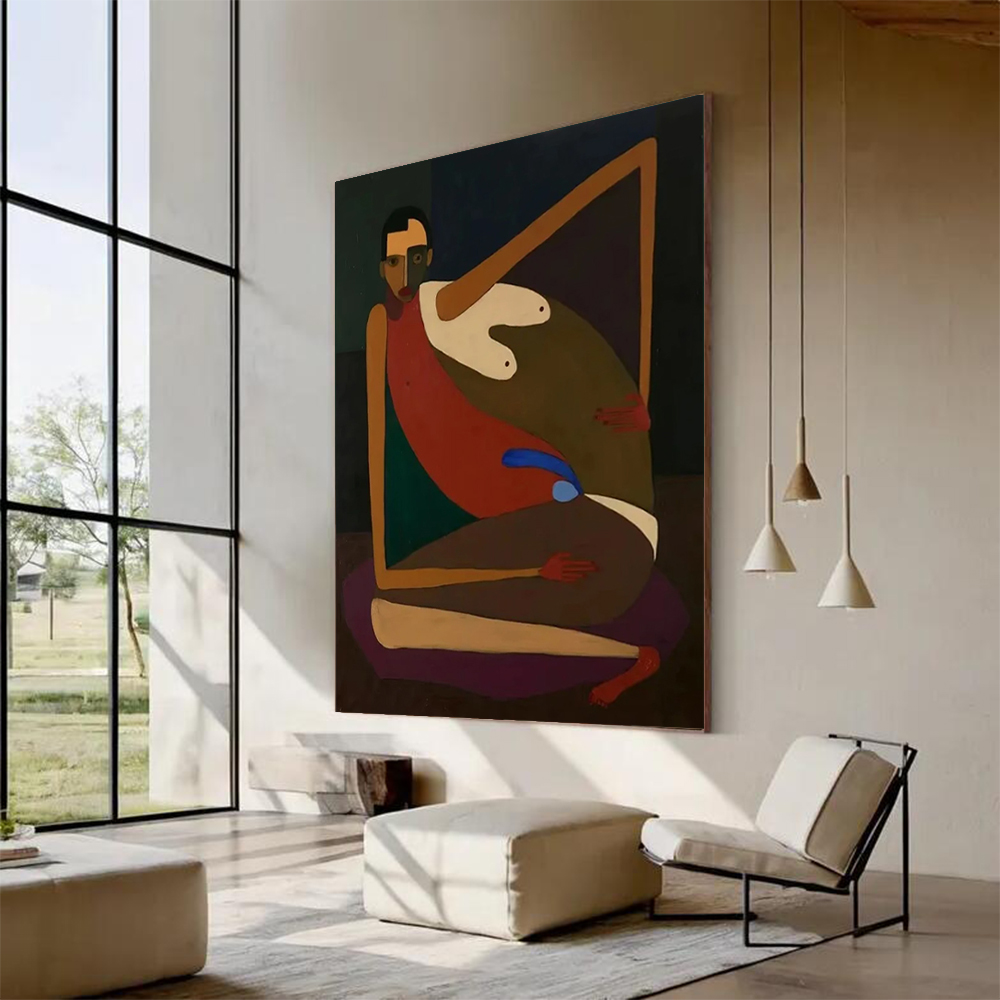 Home Decor Free Images - لوحة زيتية تجريدية مصنوعة يدويًا على