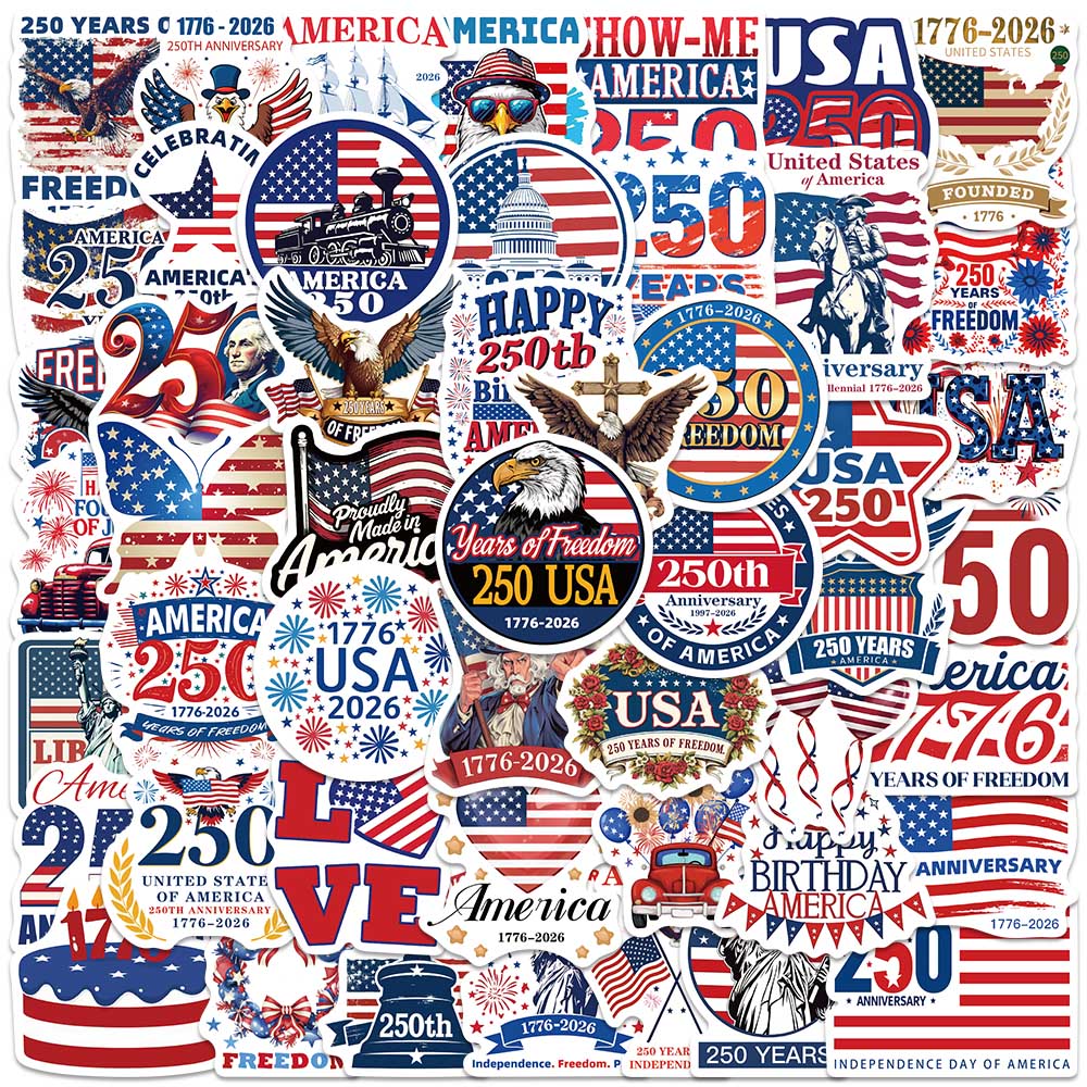 Home Decor Usa - 50 قطعة ملصقات احتفالية أمريكية للمناسبات