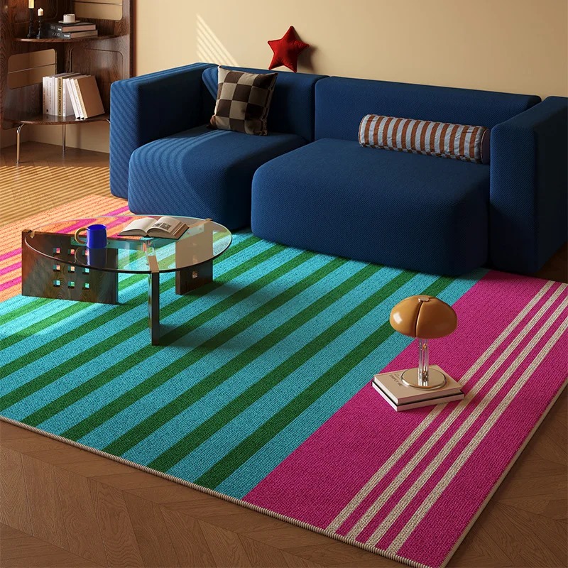 Home Decor Dopamine - سجادة أرضية مخططة بألوان الدوبامين من