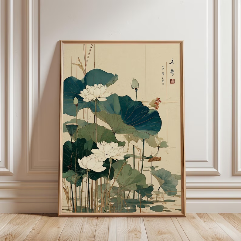 Home Decor Japanese - لوحة فنية جدارية على شكل زهرة