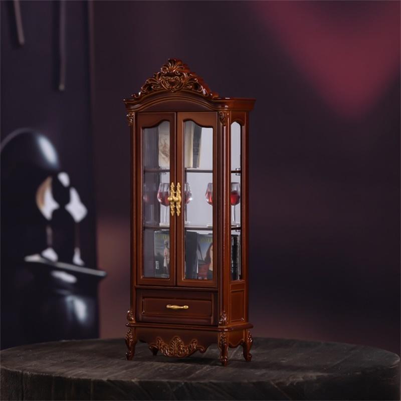 Home Decor Furniture - 1/12 دمية خمر محاكاة خزانة عرض