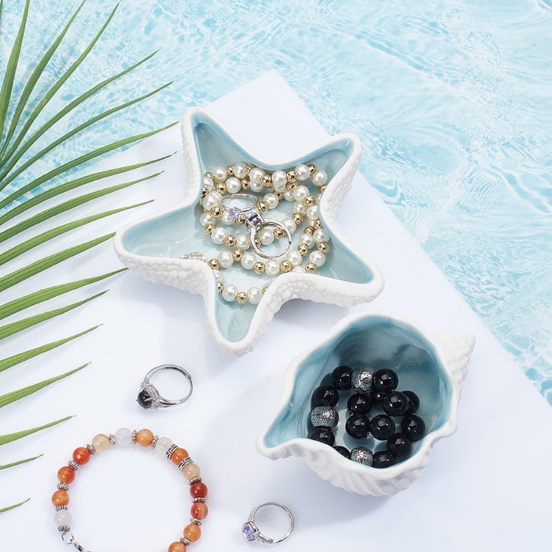 طبق حلية مزخرف بطابع المحيط من - مراجعة Ceramic Trinket Dish وسعره